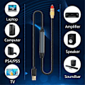 Miniatyrbilde 4 av 5: USB til Optisk Lydadapter USB A til Fiberoptisk Lyd SPDIF Port USB til Optisk Lydadapter
