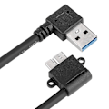 Miniatyrbild 4 av 5: 10 tum USB 3.0 dubbel armbågskabel - Höger 90 graders armbåge till Micro USB 3.0 hane datakabel