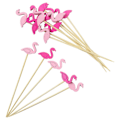 Miniatyrbillede 1 af 5: 100 stk. Flamingo Cocktailpinde, Håndlavede Træspyd med Flamingo Ornament, Fødselsdag Tropisk Jungle Flamingo Fest Dekoration Forsyninger