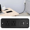 Pikkukuva 4 / 5: Piilotetut pistorasiat 2 pistorasialla USB C PD20W QC18W pikalataus, sopii saumattomaan työpöydän kaapin asennukseen