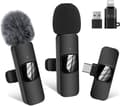 Miniatyrbillede 1 af 5: Trådløs mikrofon til iPhone iPad, 2 mini USB-C trådløse lavaliermikrofoner til iPhone/iOS/Android/PC/bærbar computer, videooptagelse/live-udsendelse/ind