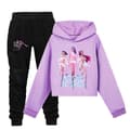 K-Pop Demon Hunters-huvtröjor för flickor, barntröja, pullover, toppar och byxor, set 03 _b Purple 130