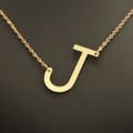 Damhalsband med sidoblockinitial, halsband med engelsk bokstav i rostfritt stål, guld J
