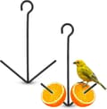 Miniatyrbillede 1 af 5: Oriole fuglefoderbræt, hængende orange frugtfoderbræt med krog, sort frugtholder til udendørs have terrasse (2 tænder) 1PCS