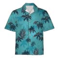 Fritidsskjorta med korta ärmar och retro trädtryck i hawaiiansk stil S