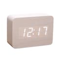 Trä Digital Väckarklocka med Justerbar Ljusstyrka, Röststyrning, LED-Klocka, Rektangulär Display, Tid, Temperatur, Heminredning