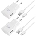 2-pack snabbladdare och 1,5 meter datakablar, kompatibla med Samsung Galaxy S22 S21 S20 S8 S10 S9 Plus, Note 7 8 9 10 A53, LG och HTC.