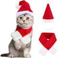 Miniatyrbillede 1 af 6: 2 stk. Julekostume til Kat - Julehat med Sjal