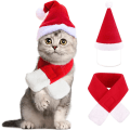 Miniatyrbillede 1 af 6: 2 stk. Julekostume til katte - Julehat med tørklæde