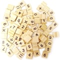 Miniatyrbillede 1 af 6: 100 stk Træ Scrabble Fliser Tal Symboler Fliser til Håndværk Pro
