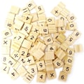 Pikkukuva 1 / 6: 100 kpl Puupalikoita Scrabble-Peliin Numerot ja Symbolit Käsitöihin