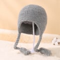 Miniatyrbillede 6 af 6: Baby Strikket Pels Bold Hat Justerbare Fletninger Ørebeskyttere Plus Fleece