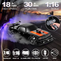 Miniatyrbild 2 av 5: Fjärrstyrd bil RC Driftbil 1:16 skala 4WD 18KM/H Hög hastighet Modellfordon 2.4GHz med LED-lampor Spraygummidäck