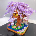 Miniatyrbillede 7 af 7: 2200 stk. Mini Byggeklodser Lilla Kirsebærblomst Træhus Model