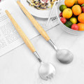 Miniatyrbillede 4 af 5: 2 stk. Salatserveringer i Rustfrit Stål, Træ Salatserveringer  DXGHC