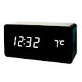 Miniatyrbild 3 av 6: Trä LED Digital Väckarklocka USB Digital Klockor Röststyrning