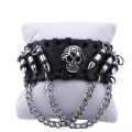Miniatyrbillede 4 af 5: Punk Læder Armbånd med Skalle Design - Justerbart
