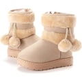 Miniatyrbild 4 av 5: Beige Snöskor för Flickor Halksäkra Mjuka Sulor Vinterstövlar Baby Päls L