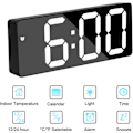 Miniatyrbild 2 av 4: 1 st digital väckarklocka med LED-display, spegelalarmklocka, batteridriven, pluggbar, dubbel användning, snooze, nattläge