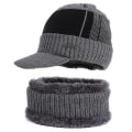 Miniatyrbillede 2 af 4: Mænds Varmt Vinter Spids Beanie Hat Halsklæde Sæt Fleeceforet Udendørs