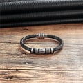 Miniatyrbillede 3 af 5: Trendy Mænds Tilbehør Ægte Læder Flettet Armbånd Titan