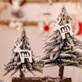 Miniatyrbillede 3 af 4: 5 stk. Julepynt trykt hvid dobbelt træhængende Chri