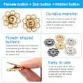 Miniatyrbillede 2 af 5: 30 Par Syknapper i Metal med Blomstrende Design, Messing, DXGHC