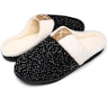Miniatyrbillede 5 af 5: Mænds Hjemmesko med Memory Foam (Sort, 10-11) Komfort Fuzzy Plush Foring