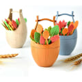 Miniatyrbillede 5 af 7: 17 stk. Dessertgafler Cocktail Picks Kagegafler Bladformet Frugt A