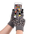Miniatyrbillede 6 af 7: Leopard Beanie Hat, Halsklæde og Touch Screen Handsker Sæt med Pompom til Kvinder