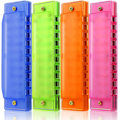 Miniatyrbilde 5 av 7: 4 stk. Barnemunnspill 10 Hull Plastmunnspill 4 Farger Utdann