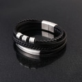 Miniatyrbillede 5 af 6: Læderarmbånd Flettet Armbånd Rustfrit Stål Flettet