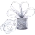 Pikkukuva 1 / 7: 2 Pakkaa 6,3 cm 11 Jaardin Organza Nauhaa Lumihiutale Langallinen Läpinäkyvä Glitter