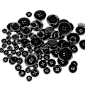 Miniatyrbilde 4 av 6: 160 stk runde harpiks knapper i svart og hvitt, knapper til sy-sett