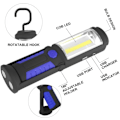 Miniatyrbillede 3 af 7: Genopladelig LED Arbejdslys (Blå) med Magnetisk Lommelygte til A