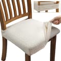 4 st Stretch Jacquard Stolsöverdrag Avtagbara och Tvättbara （Benvit） DXGHC