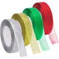 Miniatyrbillede 1 af 7: 4 Ruller 4/5 Tommer Bredde Julemetallisk Glitter Organza Bånd