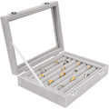 Miniatyrbillede 1 af 6: Grå Fløjl Glas Ring Organiser, 7 Sektioner - Etui til Ringe, Cu