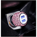 Miniatyrbillede 5 af 5: Dobbelt USB Billader Hurtig Opladning 3.0 Bling Bling Krystal Bil Dekoration