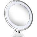 Miniatyrbillede 1 af 5: 10X forstørrende oplyst makeup spejl, 360 graders rotation, kraftig sugekop låsbar ledningsfri forfængelighedsspejl (batteri