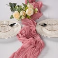 Miniatyrbilde 1 av 6: Rosa Rynket Chiffon Bordløper 90x300cm Krøllet Bhoeme Bord