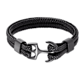 Miniatyrbild 1 av 3: Armband för män i svart med ankare i högkvalitativt läder - perfekt present för DXGHC