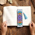 Miniatyrbillede 2 af 5: DIY mandala blomsterform diamantmaleri læder bogmærke tas