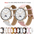 Miniatyrbillede 2 af 5: Læder Smart Watch Rem Til HUAWEI WATCH GT 4 41mm/Garmin Venu 3S/Venu 2S Rem Rose Gold Spænde 18mm Rem Armbånd