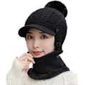 Miniatyrbillede 1 af 7: Damer Enkelt Slouchy Fleece Beanie Hat Halsklæde Maske Varmt Vinter