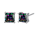 Miniatyrbillede 1 af 4: 18K Hvidguldbelagte Multifarvede Sorte Cubic Zirconia Ørestik