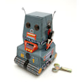 Miniatyrbillede 1 af 5: Robot Tank Tin Legetøj Optræk Urværk Klassisk Vintage Tank Robot Ph