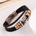 Miniatyrbillede 3 af 5: Punk flettet læderarmbånd simpelt multi-lag spøgelseshoved et par