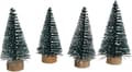 Set med 4 mini plastjulgranar med träbas och snö H