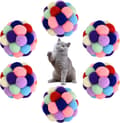6 Bollar med Klocka för Katt, Studsande Boll för Katt, Plyschboll C